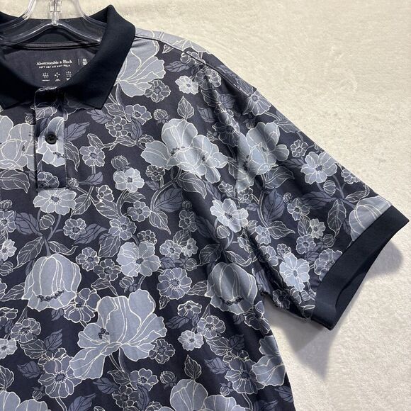 Abercrombie & Fitch Soft A&F Air Knit Super Soft Polo Men's Size XL Blue Floral - Picture 3 of 13